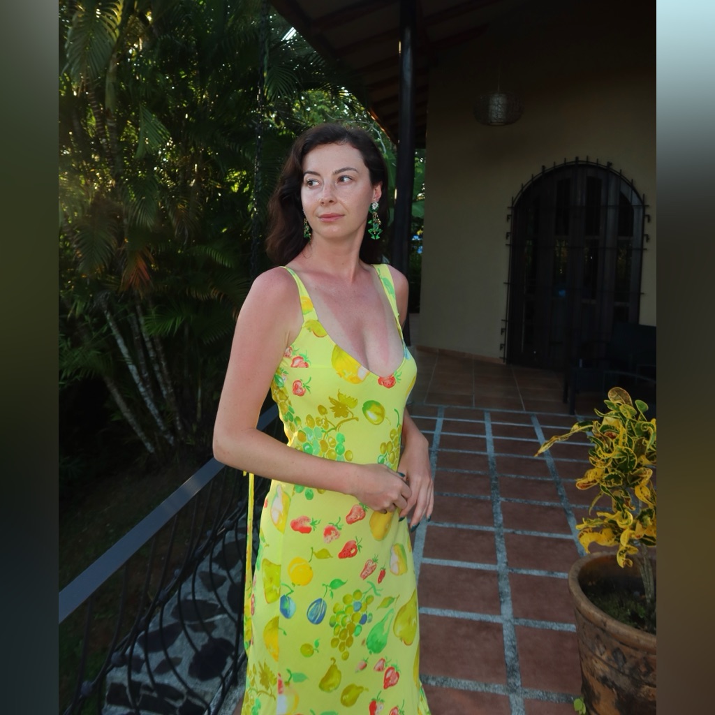 Collina Strada Yellow Fruit Print Sundress